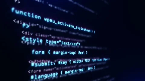 Loopable Programming code running down in terminal Stock Footage 84775909