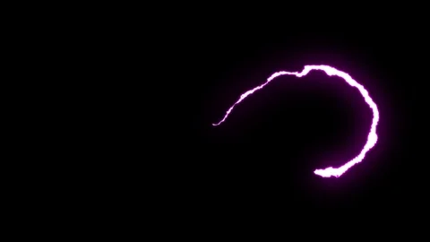 Loopable PURPLE BLUE neon Lightning bolt infinity symbol shape flight on black Stock Footage 91646761