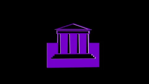 Loopable purple color 3d classical architecture icon rotating animation Stock Footage 265937016