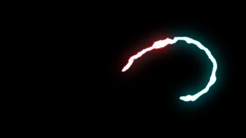Loopable RAINBOW neon Lightning bolt infinity symbol shape flight on black Stock Footage 91646852