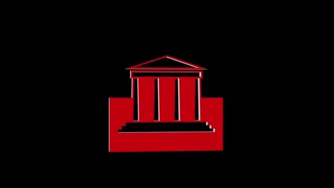 Loopable red color 3d classical architecture icon rotating animation Stock Footage 265938356