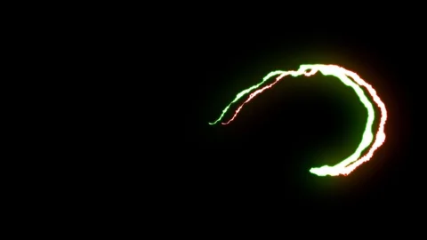 Loopable RED GREEN neon Lightning bolt infinity symbol shape flight on black Stock Footage 91611410
