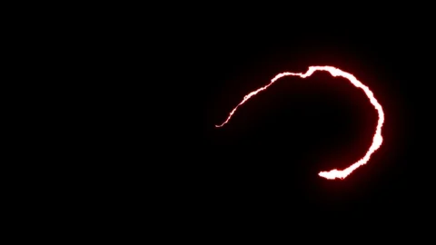 Loopable RED neon Lightning bolt infinity symbol shape flight on black Video stock 91611037
