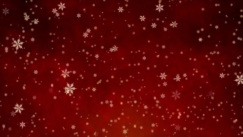 Loopable red xmas background with falling golden snowflakes, seamless slow Stock Footage 319482320