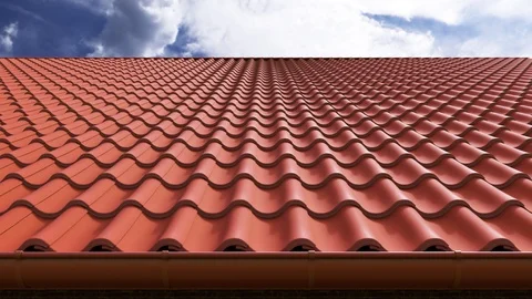 Loopable roof made of clay tiles. Stock Footage 85478068