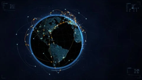 Loopable rotating Planet Earth, futuristic digital globe, high-tech Stock Footage 342319794