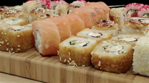 Loopable rotating Sushi. Stock Footage 62981691