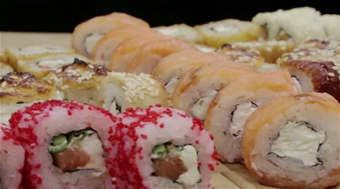 Loopable rotating Sushi. Stock Footage 62981939
