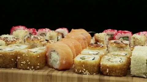 Loopable rotating Sushi.  Stock Footage 62982250