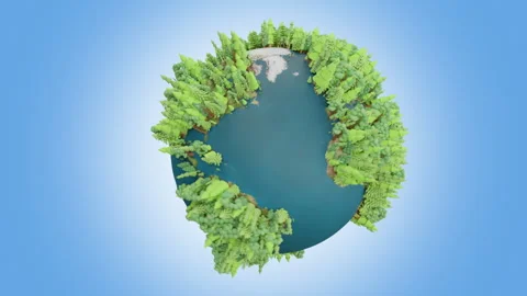 Loopable rotation of abstract earth with low poly trees on blue background Stock Footage 244788767