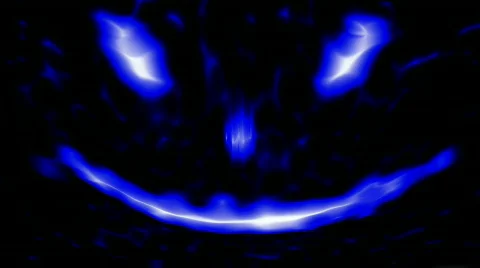 Loopable Scary Abstract face 1 Blue Isolated on black Stock Footage 449314
