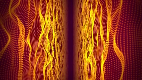 Loopable screensaver with hot yellow waves falling down on a dark background Stock Footage 270113398
