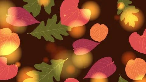 Loopable seamlesss pattern of leaves on bokeh background Video stock 276413408