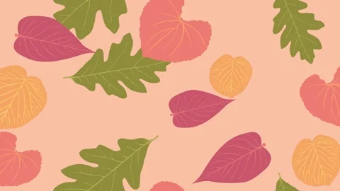 Loopable seamlesss pattern of leaves in natural colours Stock Footage 276413439