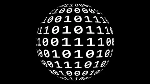 Loopable: Sharp White Binary Digital Code on Spherical Surface Abstract Stock Footage 100393807