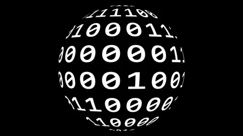 Loopable: Sharp White Binary Digital Code on Spherical Surface Abstract Stock Footage 100651453