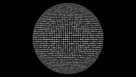 Loopable: Sharp White Binary Digital Code on Spherical Surface Abstract Stock Footage 101564855