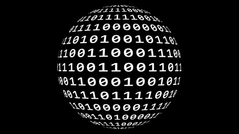 Loopable: Sharp White Binary Digital Code on Spherical Surface Abstract Stock Footage 102538391