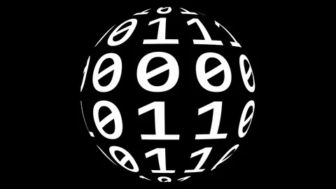 Loopable: Sharp White Binary Digital Code on Spherical Surface Abstract Video stock 102812203
