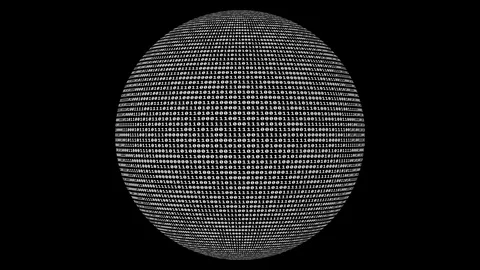 Loopable: Sharp White Binary Digital Code on Spherical Surface Abstract Video stock 103064044