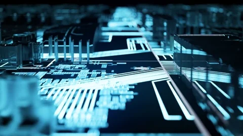 Loopable shot of illuminated motherboard Video stock 83657932
