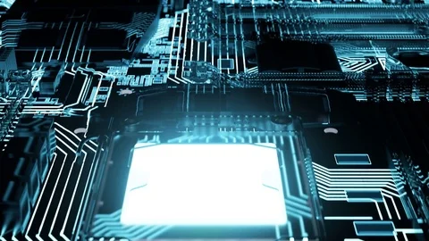 Loopable shot of illuminated motherboard Video stock 83659144