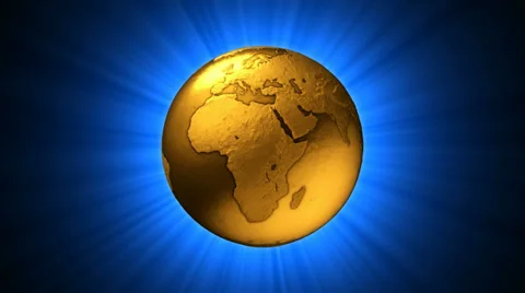 Loopable Spinning Gold Globe with alpha channel Vidéo 34945250