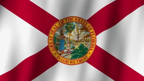 Loopable state flag of the State of Florida. Digital animation waving Stock Footage 306146425