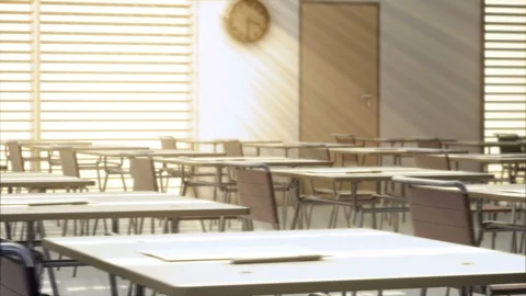 Loopable tests on desks in empty classroom Stock Footage 103650264