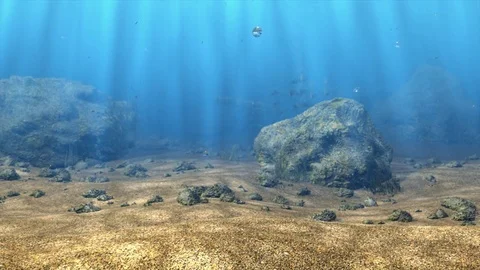 Loopable underwater scenery with light rays shining on ground Stock Footage 74153628