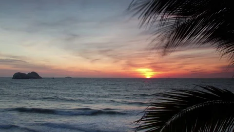 Loopable video of clouds moving in sky at sunset with palm tree 库存影片 132428896