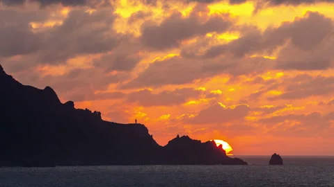 Loopable video of clouds moving in sky at sunset over Mediterranean sea Stock Footage 132633864