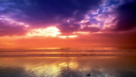 Loopable video of clouds moving in sky at sunset over Mediterranean sea Stock Footage 132634317