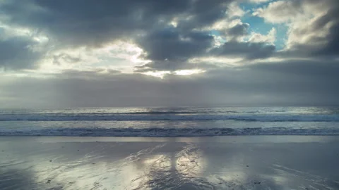 Loopable video of clouds moving in sky at sunset over Mediterranean sea Stock Footage 132634433