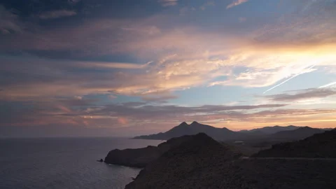 Loopable video of clouds over coastline, Cabo de Gata Nijar, Andalusia, Spain Stock Footage 132924068