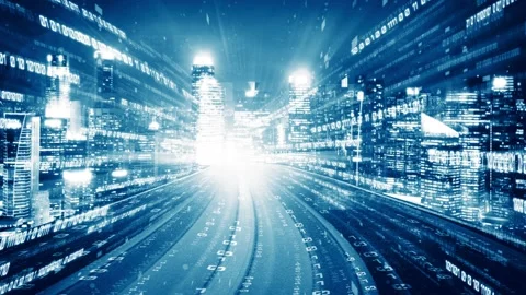 Loopable video of digital data flow on road in concept of program coding Video stock 164676652