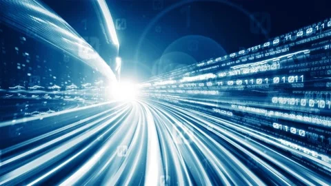 Loopable video of digital data flow on road in concept of program coding Video stock 164779645