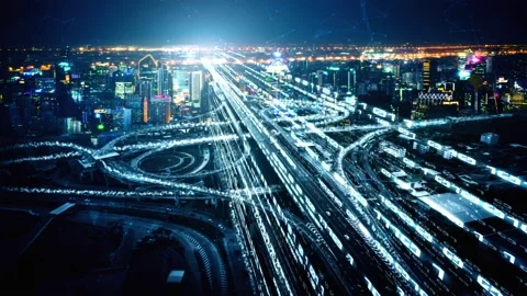 Loopable video of digital data flow on road in concept of program coding Video stock 164779804