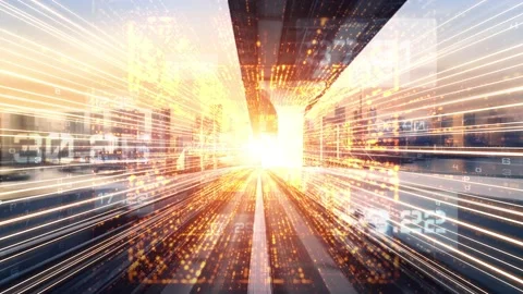 Loopable video of digital data flow on road in concept of program coding Video stock 164922994