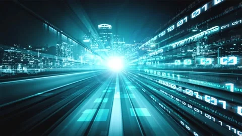 Loopable video of digital data flow on road in concept of program coding Video stock 165169528