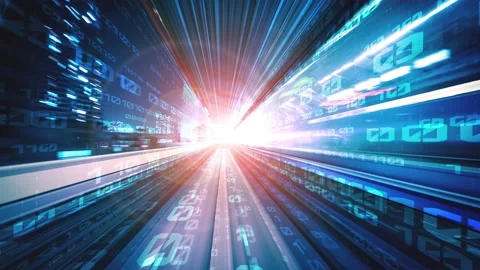 Loopable video of digital data flow on road in concept of program coding Stock Footage 165169694