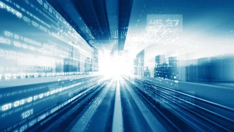 Loopable video of digital data flow on road in concept of program coding Video stock 165233645