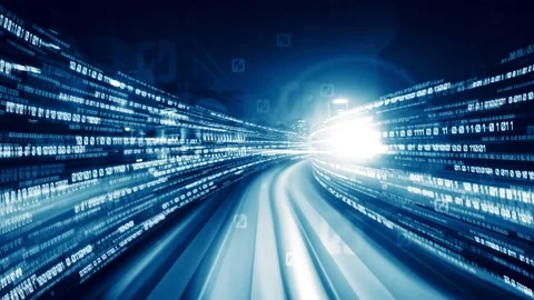 Loopable video of digital data flow on road in concept of program coding Video stock 165974805
