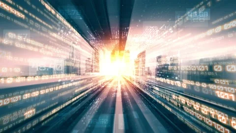 Loopable video of digital data flow on road in concept of program coding Video stock 166053927