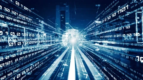 Loopable video of digital data flow on road in concept of program coding Video stock 166055180