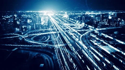 Loopable video of digital data flow on road in concept of program coding Video stock 166085954