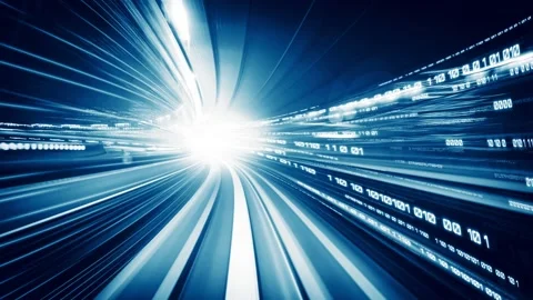 Loopable video of digital data flow on road in concept of program coding Video stock 166381033