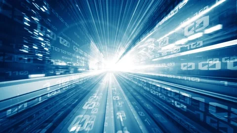 Loopable video of digital data flow on road in concept of program coding Video stock 166539855