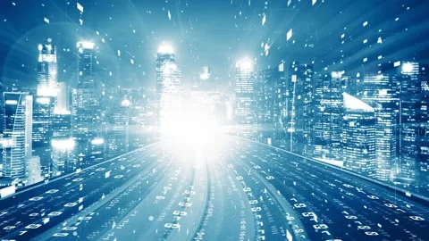 Loopable video of digital data flow on road in concept of program coding Video stock 168577557