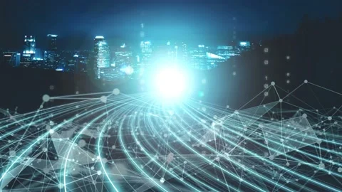 Loopable video of digital data flow on road in concept of program coding Video stock 168701339